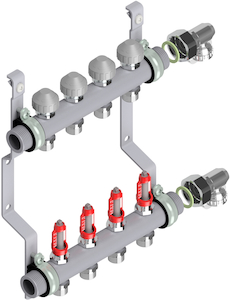 Meier Tobler Distri. inox. 1” x 1/2” avec DFM 12 circuits